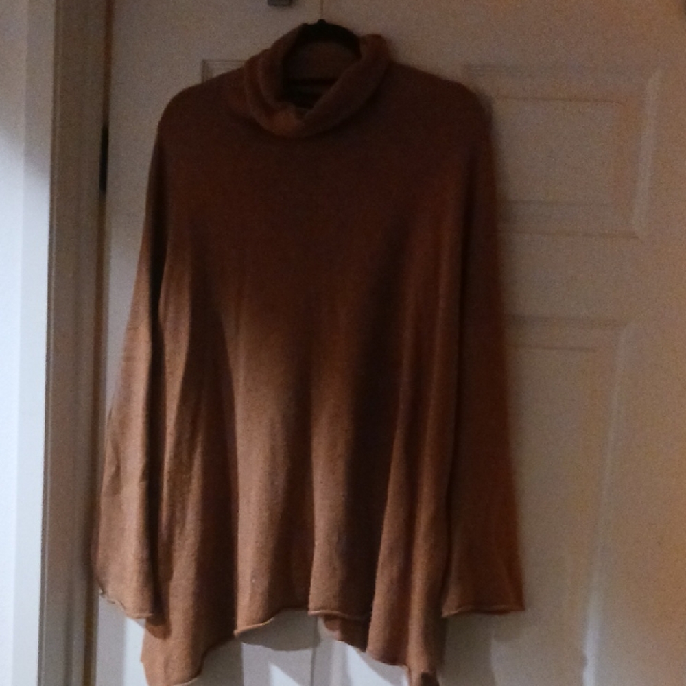 Eskandar Cowl Neck Sweater In  A Soft Orange Color
